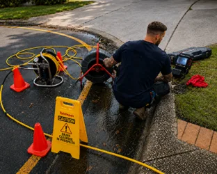 Plumber inspecting a blocked drain in Rose Bay